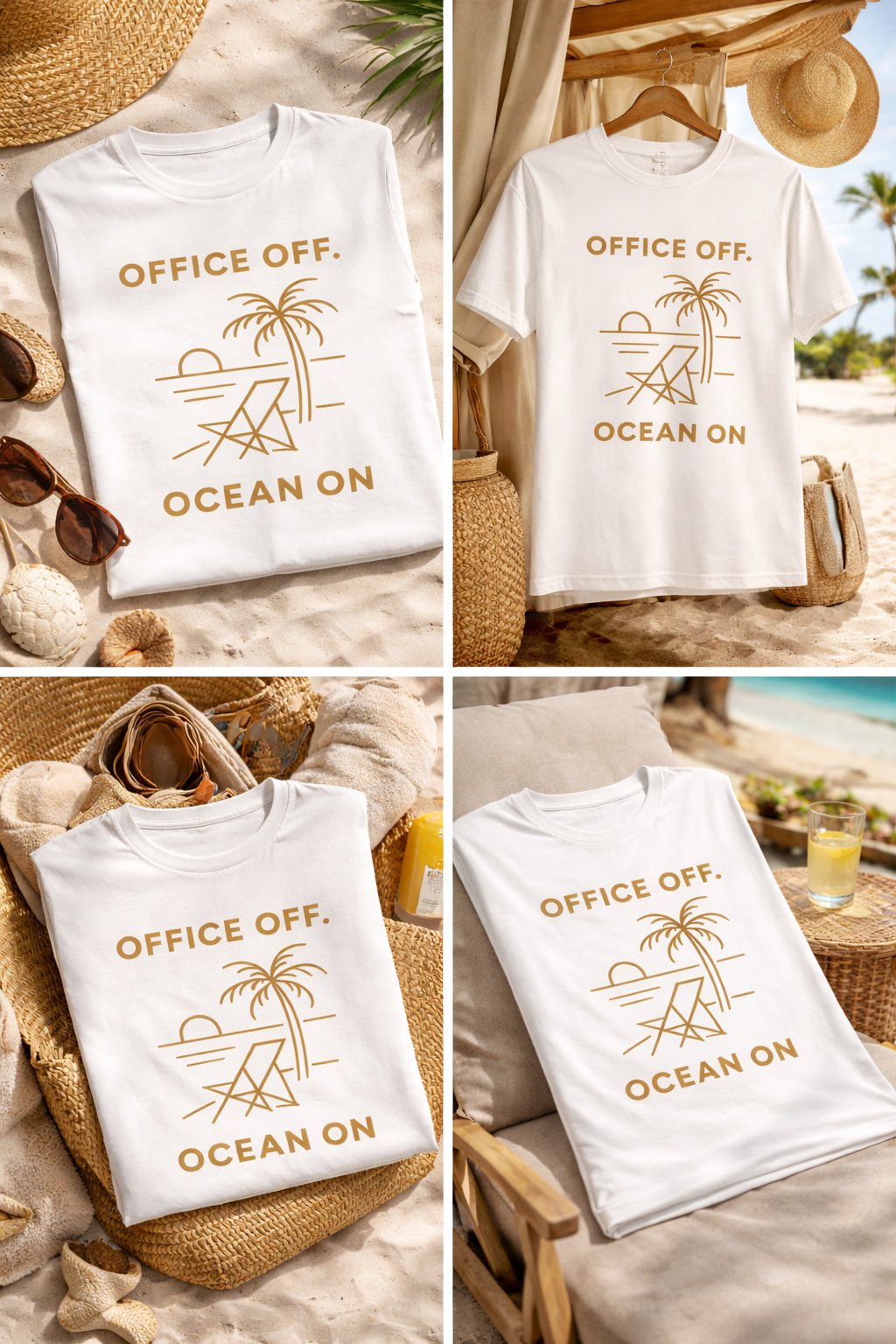 Office Off, Ocean On Beach T-Shirt