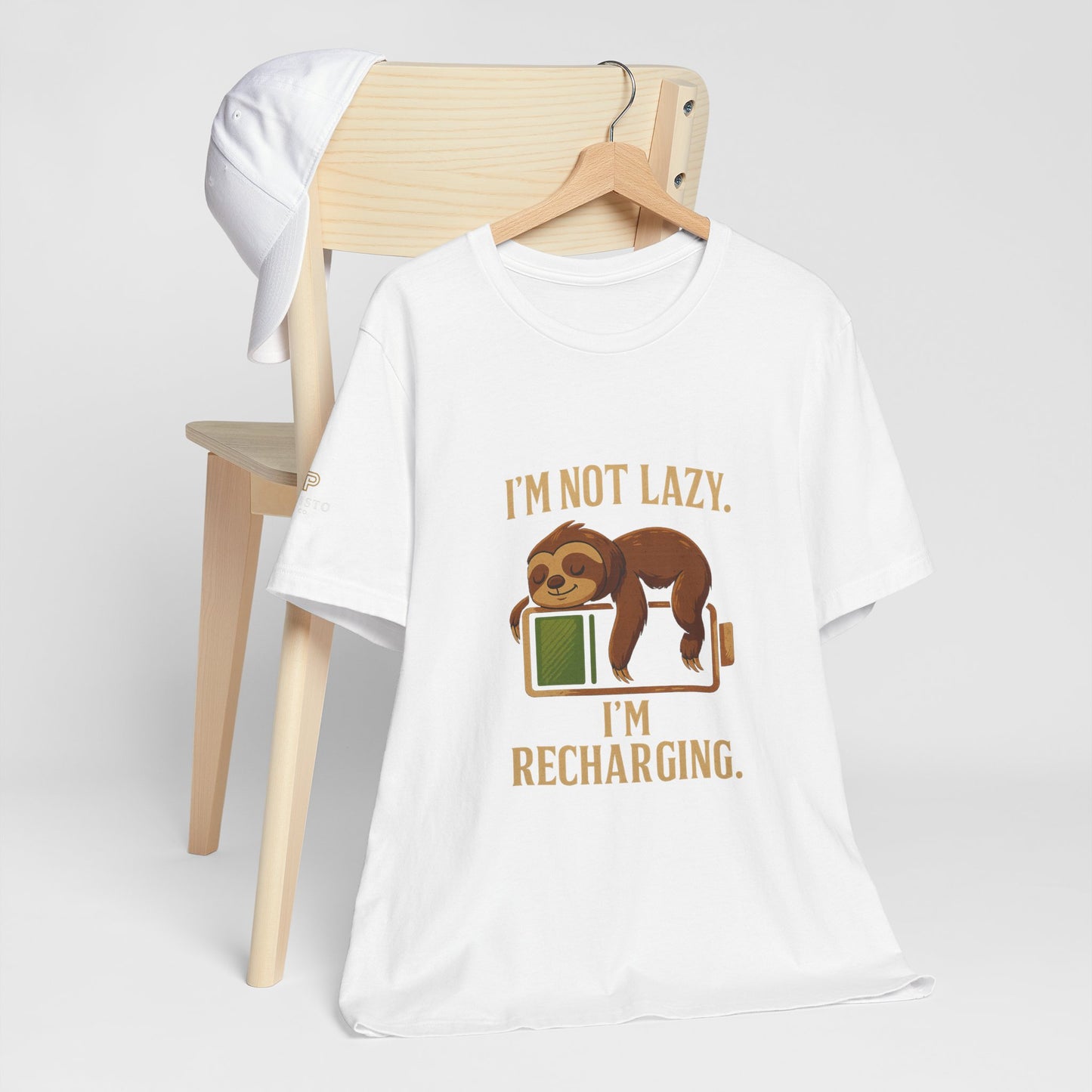 Sloth 'I'm Not Lazy, I'm Recharging' Motivational Quote Graphic Tee