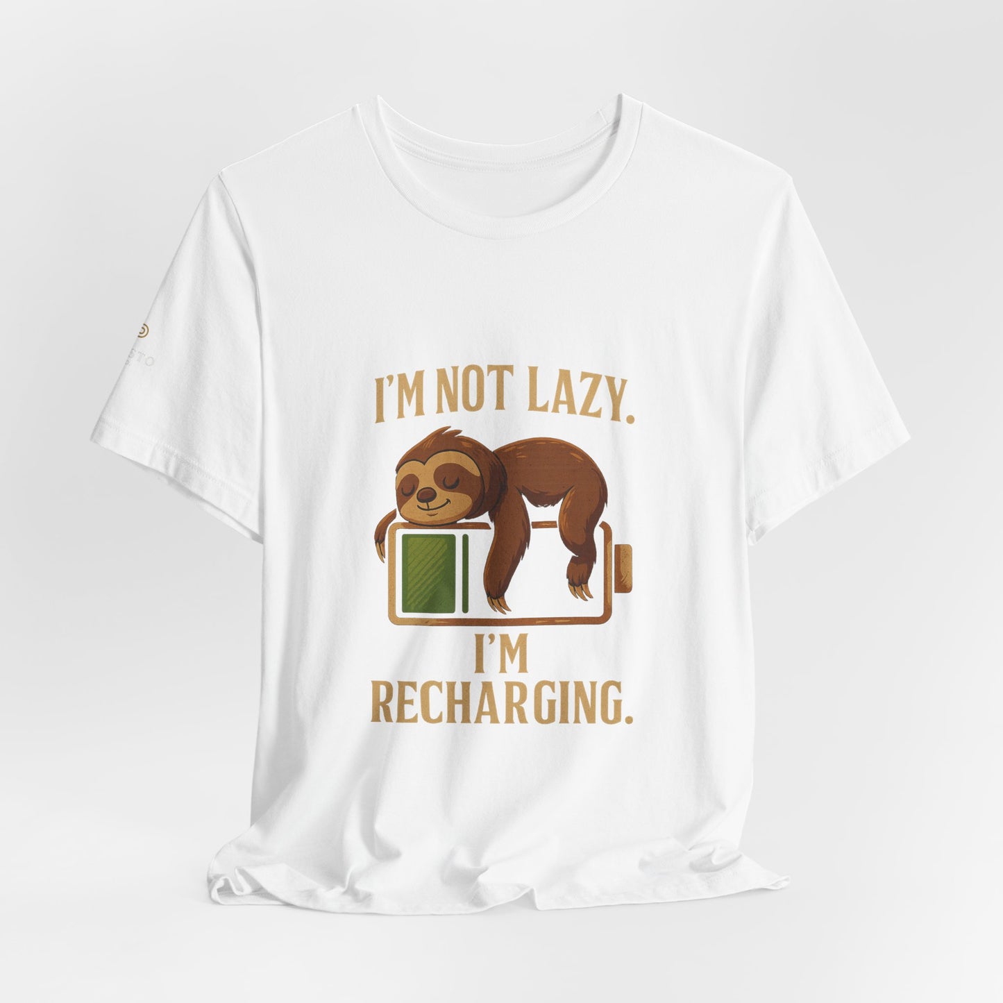 Sloth 'I'm Not Lazy, I'm Recharging' Motivational Quote Graphic Tee
