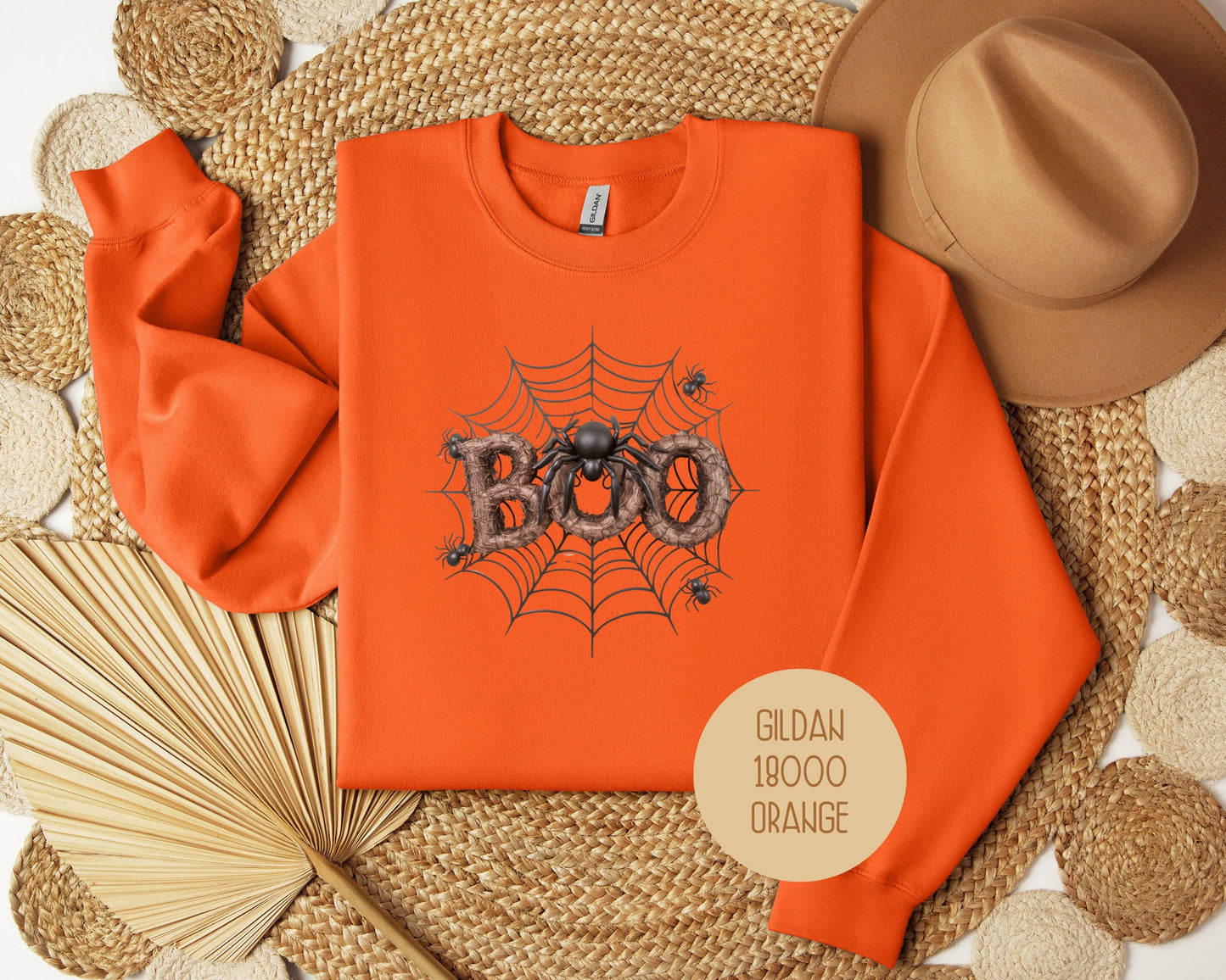Boo Spider Spooky Halloween Groovy Sweatshirt